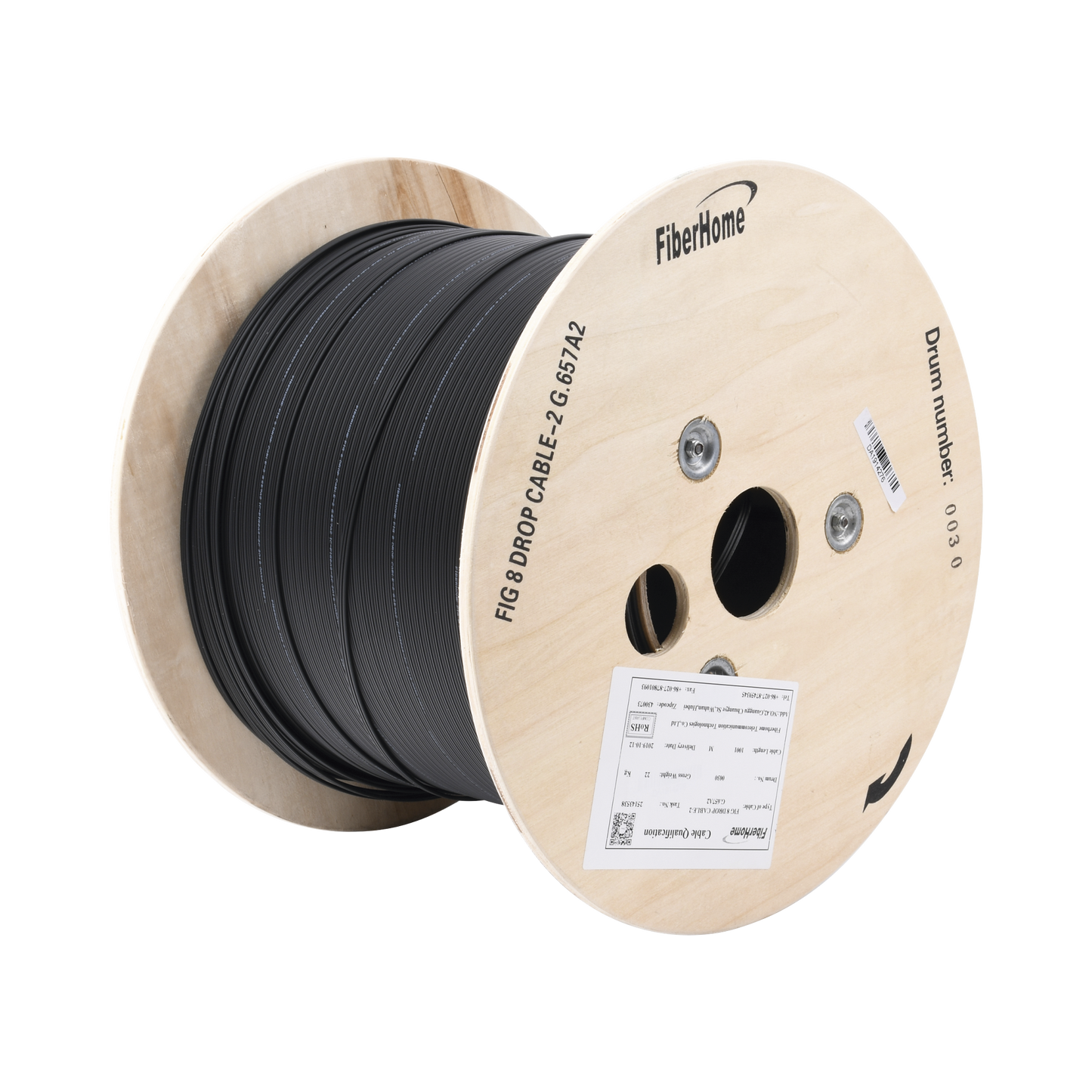 1 km Fibra Óptica Mini Figura 8 G.657A2 tipo Drop Bifibra, Color Negro, Span 80