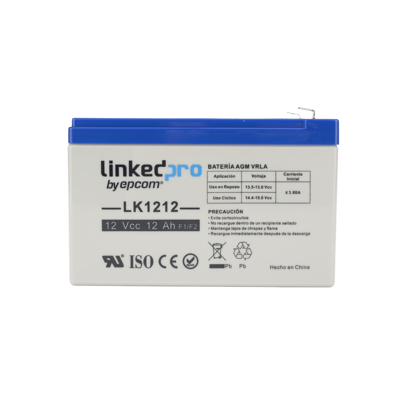 Batería de respaldo 12 V | 12 Ah | AGM | Especial para Seguridad Electrónica | UPS | Sistemas de Emergencia | Vida útil 5 años | Terminales F1 + Adaptador F2