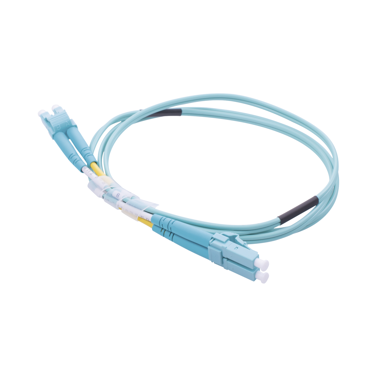 Jumper de Fibra Óptica Multimodo OM3 50/125 LC-LC OFNR (Riser), 2.0 mm, Dúplex, Aqua, 1 Metro (3.28 Pies)