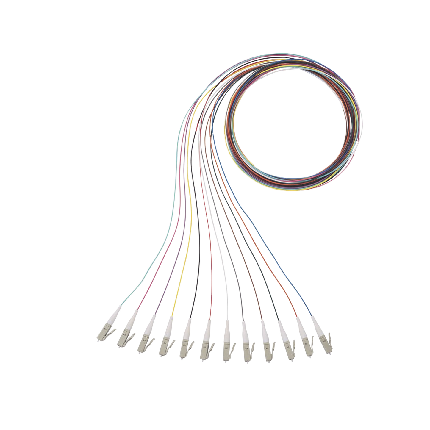 Kit de 12 Pigtails con Conector LC, Multimodo 50/125 OM4, 900um, de 1 Metro (3.28 Pies)