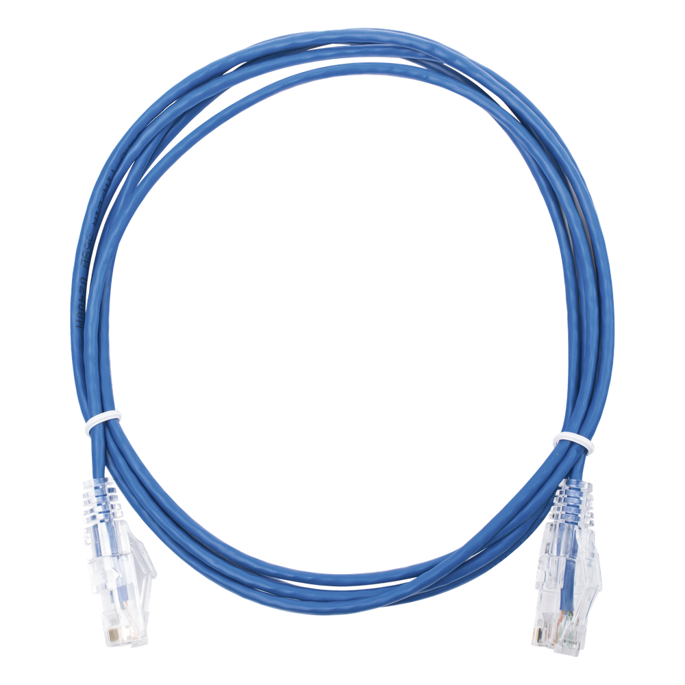 Cable de Parcheo Slim UTP Cat6 - 2 Metros (6.56 Pies) Azul Diámetro Reducido (28 AWG)