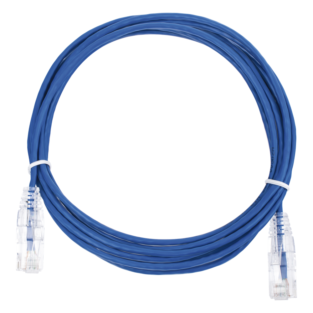 Cable de Parcheo Slim UTP Cat6 - 3 Metros (9.84 Pies) Azul Diámetro Reducido (28 AWG)