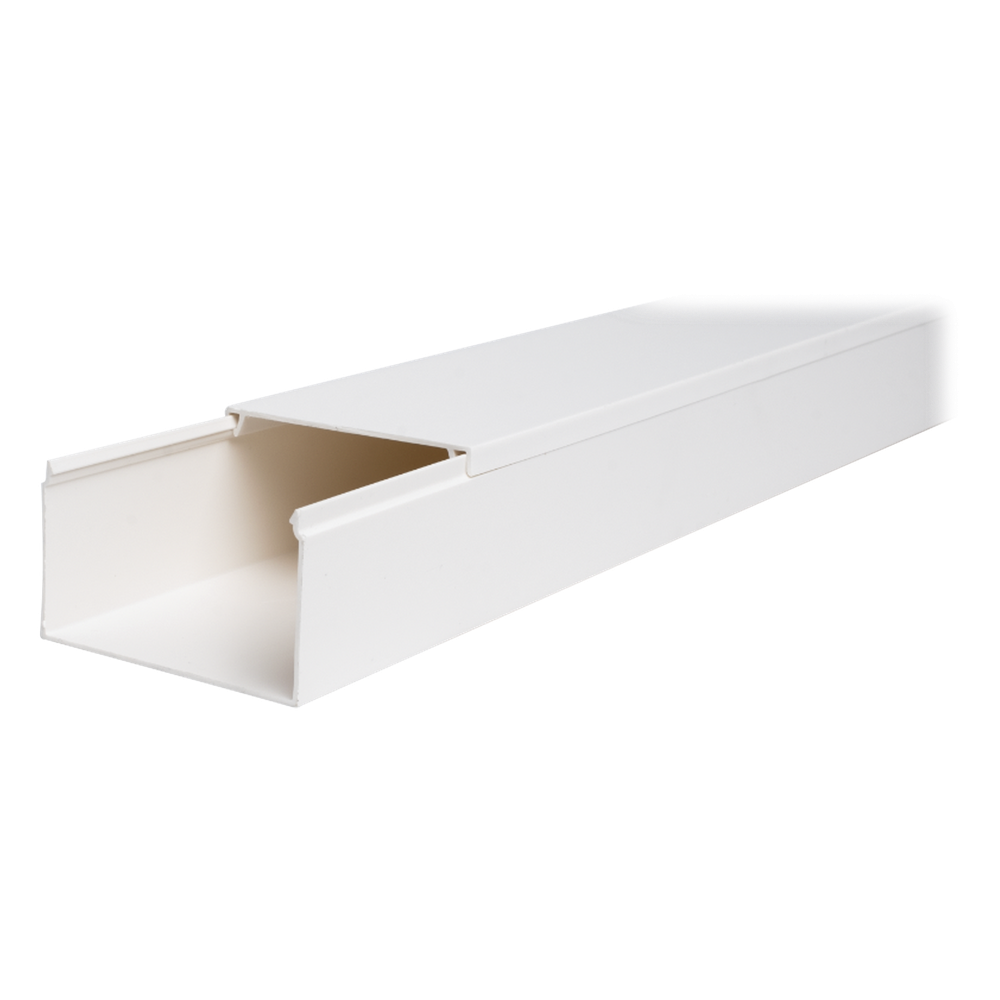 Canaleta TMK-4577 en PVC Blanco Autoextinguible: Solución Segura y Estética para Entornos Interiores, con Gran Capacidad de Resguardo de Cables, Medidas : 45 mm x 77 mm x 2.5 m (5500-01250)