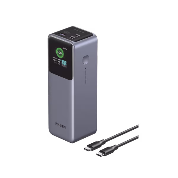 Power Bank de 25000mAh | 3 Salidas 200W Max. | USB-A + 2 USB-C | Pantalla Inteligente | Carga tu Laptop de Manera Segura