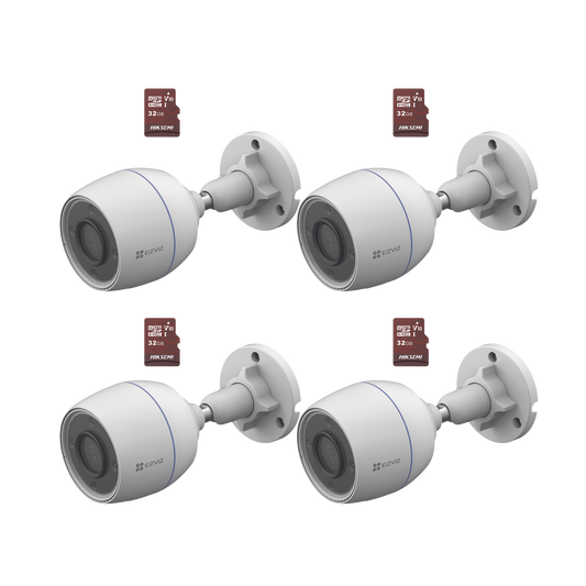 Kit Camaras WiFi | 4 Piezas CS-H3C | 4 Piezas HS-TF-E1/32G | Detección de Movimiento