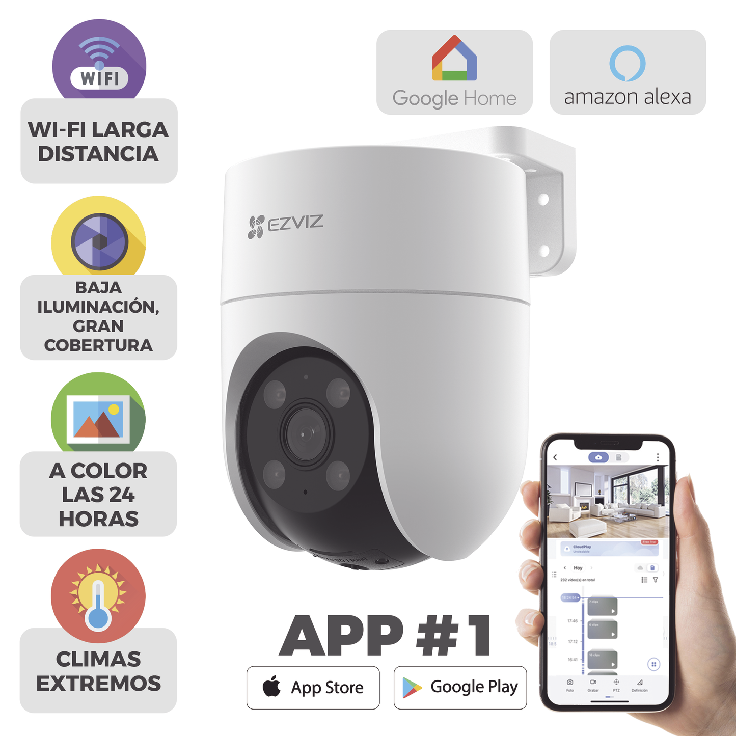 Camara PT WiFi 2 MP 360° | Detección humana | Seguimiento Inteligente | Efecto Sirena | Colores en Oscuridad | Micro SD | Audio Dos Vías