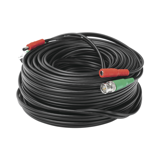 Cable Coaxial (BNC RG59) + Alimentación / SIAMES / 30 Metros (98.43 Pies) / 100% COBRE / Para Cámaras 4K / Uso Interior y Exterior