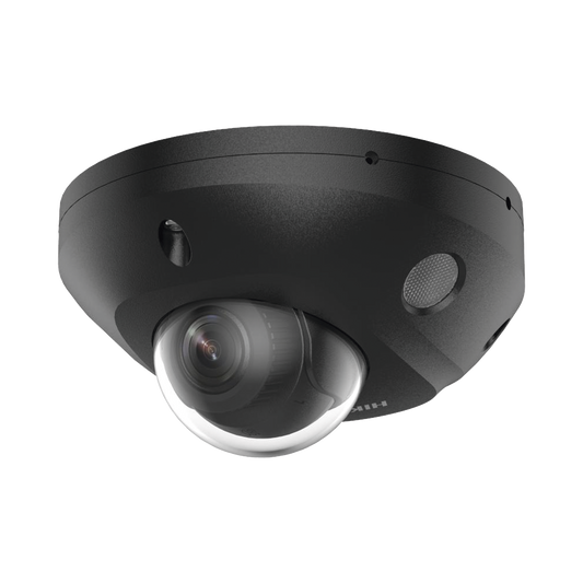 [Dual Light + 2 Micrófonos Integrados] Mini Domo IP 4 Megapixel / Color Negro / Lente 2.8 mm / 30 mts Luz Blanca + 30 mts IR / ACUSENSE / Exterior IP67 / IK08 /  WDR 120 dB / PoE / ONVIF / Alarmas I/O / Micro SD / ACUSEEK