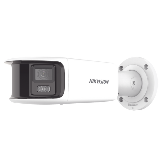 [FlexVu] [PROTECCIÓN ACTIVA] Bala IP Panorámica 8 Megapixel (4K) / 2 Lentes 4 mm (180°) / Imagen a Color 24/7 (ColorVu) / PoE / WDR 130° / IP67 / ACUSENSE / Luz Estroboscópica y Alarma Audible / 40 mts Luz Blanca / Micro SD