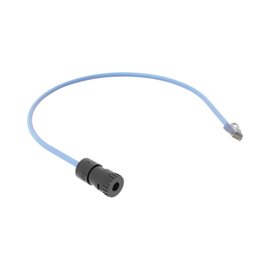 Cable de Conexión en Campo Jack a Plug RJ45, Categoría 6A, CMP (Plenum), 0.5 Metros (1.64 Pies), Color Azul