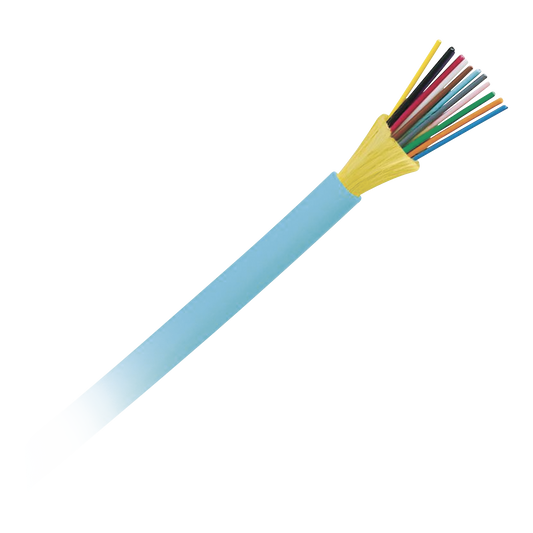Cable de Fibra Óptica de 12 Hilos, Multimodo OM4 50/125 Optimizada, Interior, Tight Buffer 900um, No Conductiva (Dieléctrica), OFNP (Plenum), Precio Por Metro