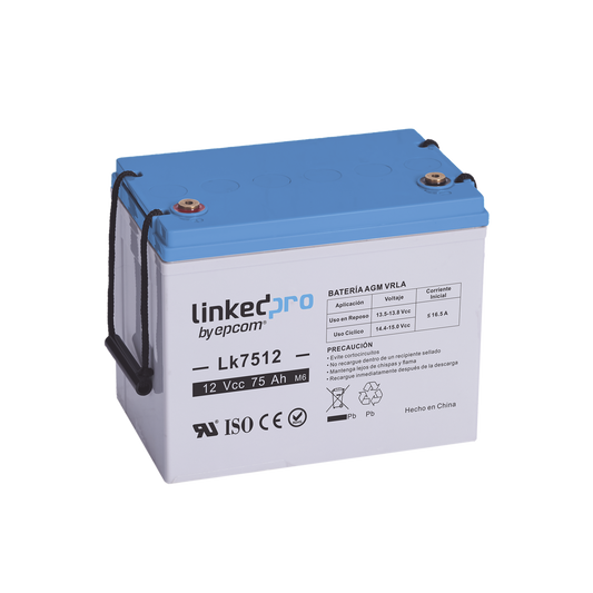 Batería de respaldo 12 V |  75 Ah | AGM | Especial para equipo electrónico | UPS  | Sistemas de Emergencia | Aplicaciones Fotovoltaicas | Terminales T3