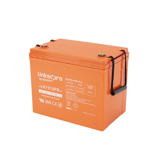 Batería de respaldo 12 V | 75 Ah | AGM | Certificada UL94-V0 Retardante a la Flama | Especial para Seguridad Electrónica | UPS  | Sistemas de Emergencia | Vida útil 5 años | Terminales T3