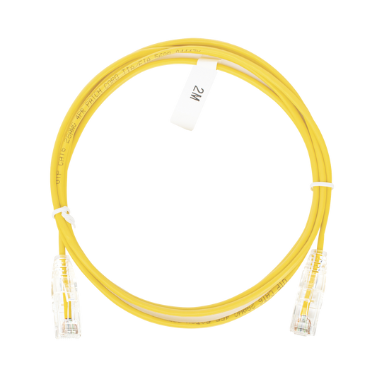 Cable de Parcheo Slim UTP Cat6 - 2 Metros (6.56 Pies) Amarillo Diámetro Reducido (28 AWG)