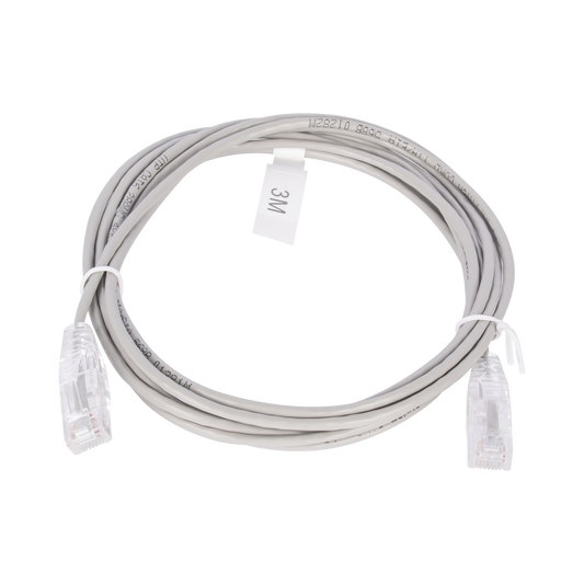 Cable de Parcheo Slim UTP Cat6 - 3 Metros (9.84 Pies) Gris Diámetro Reducido (28 AWG)