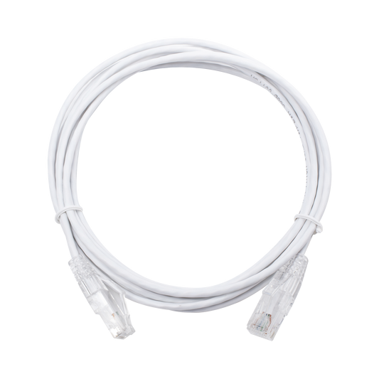 Cable de Parcheo Slim UTP Cat6 - 3 Metros (9.84 Pies) Blanco Diámetro Reducido (28 AWG)