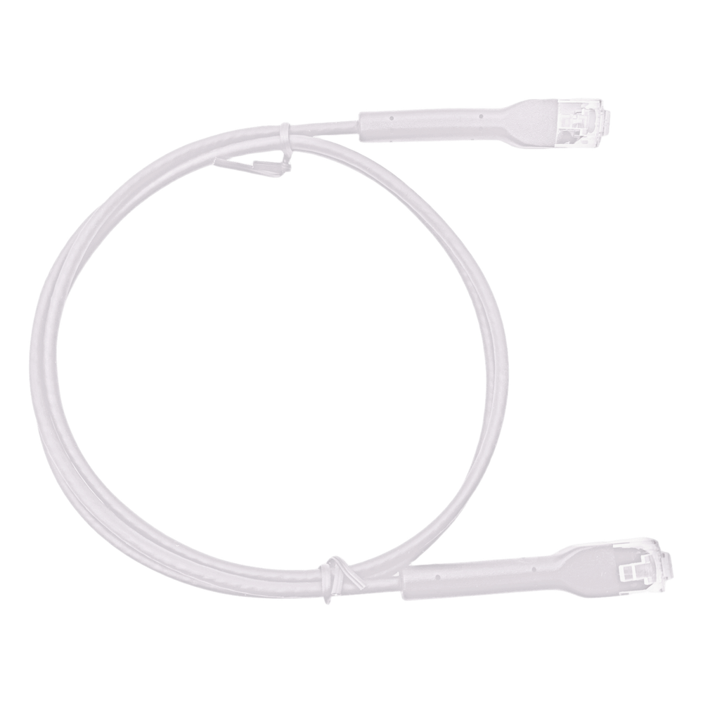 Mini Patch Cord Cat6 Ultra Slim 5 Metros (16.40 Pies) Blanco Ahorra Espacio sin Organizadores, con Bota Flexible