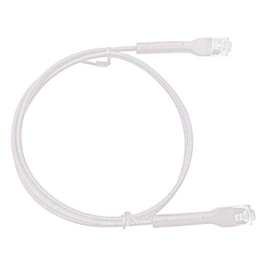 Mini Patch Cord Cat6 Ultra Slim 5 Metros (16.40 Pies) Blanco Ahorra Espacio sin Organizadores, con Bota Flexible