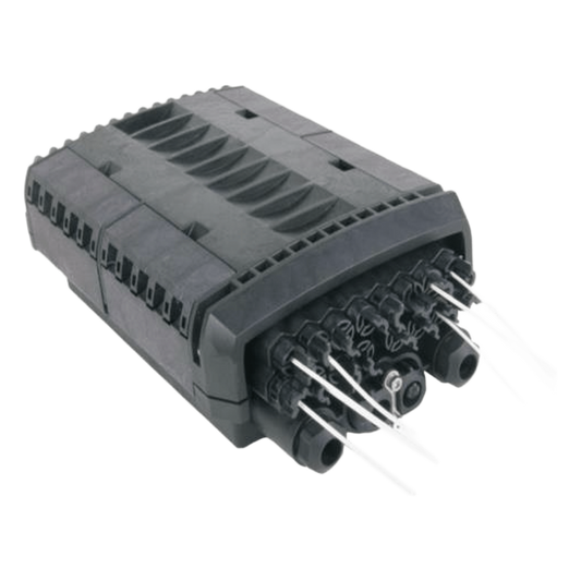 Caja de Distribución de Fibra Óptica para 24 Empalmes con 16 Acopladores SC/APC. Enterrado Directo, IP68, Splitter 1x16 Incluido con Conectores SC/APC