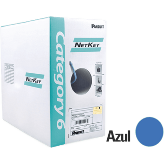 Bobina de Cable UTP 305 Metros (1000 Pies) de Cobre, NetKey, Reelex, Azul, Categoría 6 (24 AWG), 1000Mbps, PVC (CM), de 4 Pares
